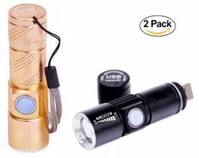 Hot USB Handy Powerful LED Flashlight Rechargeable Torch usb Flash Light Bike Pocket LED Zoomable Lamp For Hunting Black