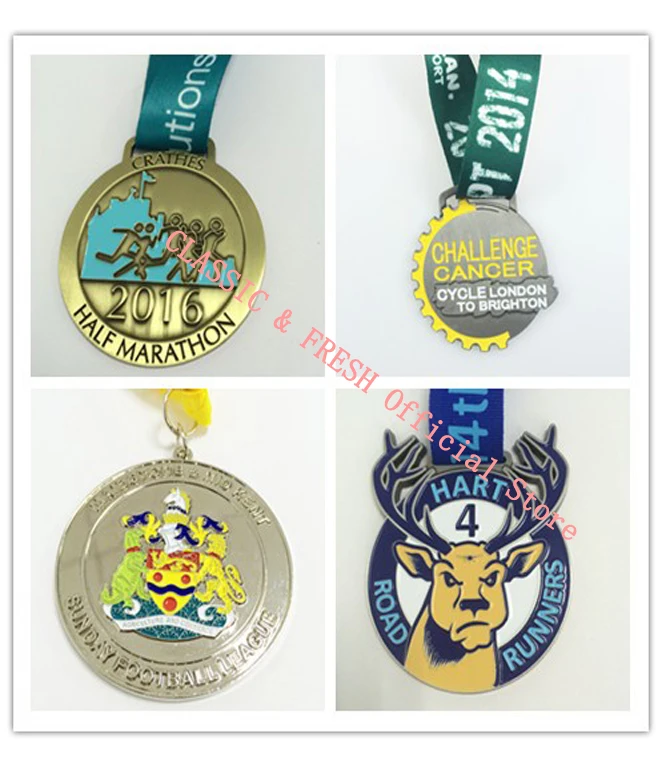 Customized Zinc Alloy Medal 2inches(50mm) Soft Enamel Shiny Gold Plating with Texture Medals