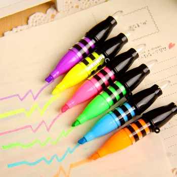 

6PCS/Lot Creative Stationery Bee Highlighter Novelty Products Colorful Markers Highlighters Escolar Papelaria Supplies