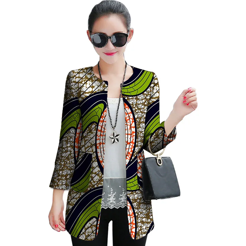 Fashion Africa Style Print Women Jackets Fashion African Jacket Ladies Open Stitch Outerwear