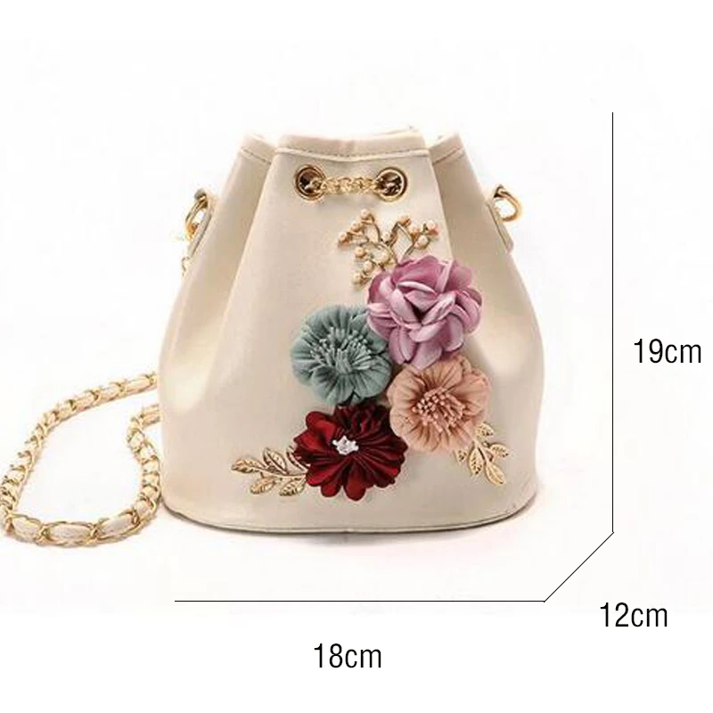Женская сумка-мешок на цепочке ручной работы с цветами, сумка на плечо, сумки через плечо на шнурке, жемчужный кошелек, повседневные Мини-сумки-мессенджеры A10349