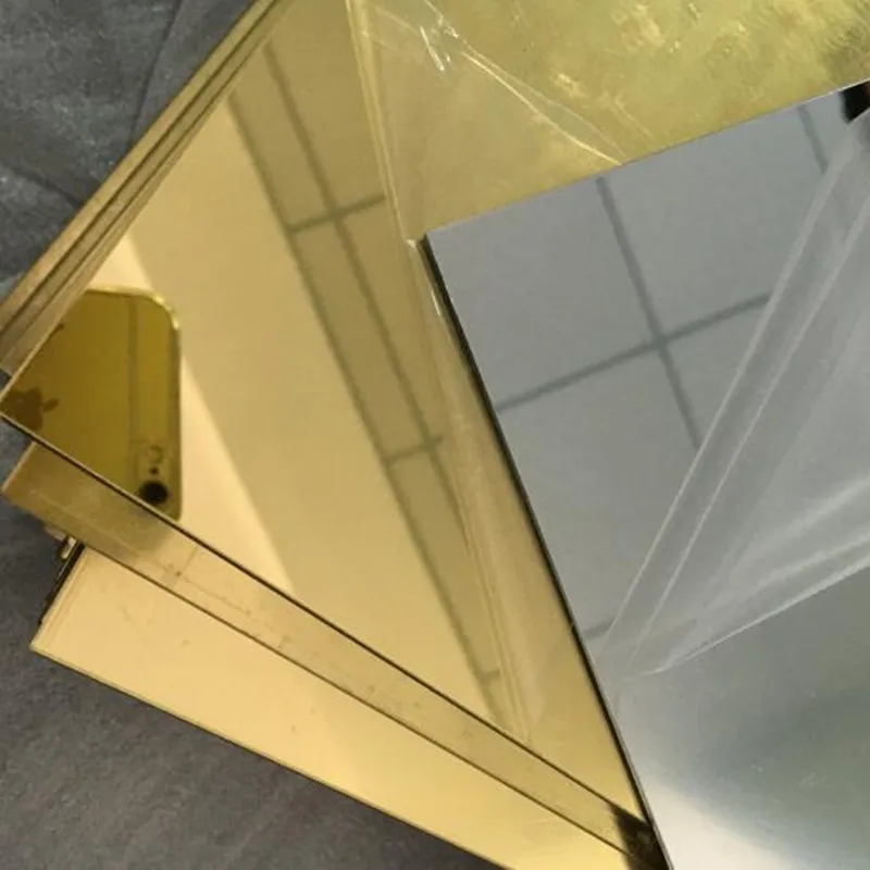 2MM 3MM Acrylic Gold Mirror Square Sheet Plastic Pier Glass Hotel  Decorative Lens Plexiglass Not Easy