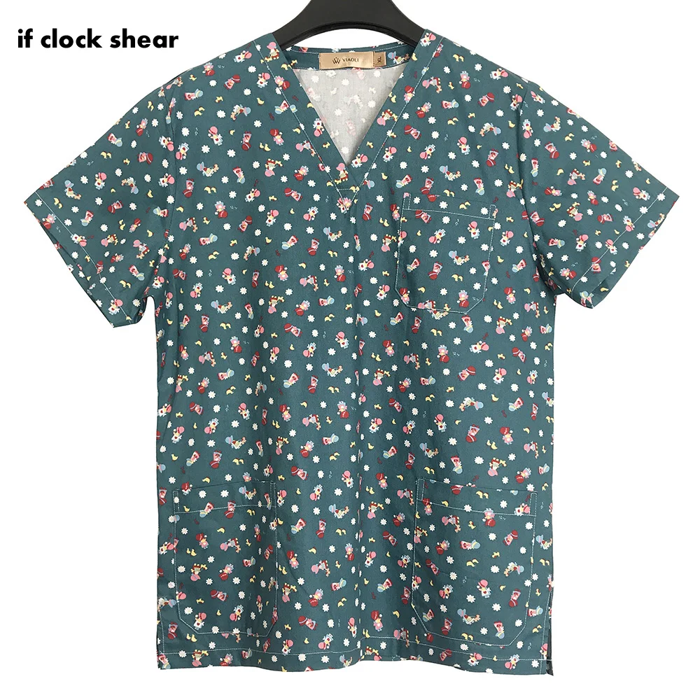 

Medical Surgical Doctor clothes printing short-sleeved Beauty salon uniform pharmacy work wear scrub Dentistry nurse uniform new