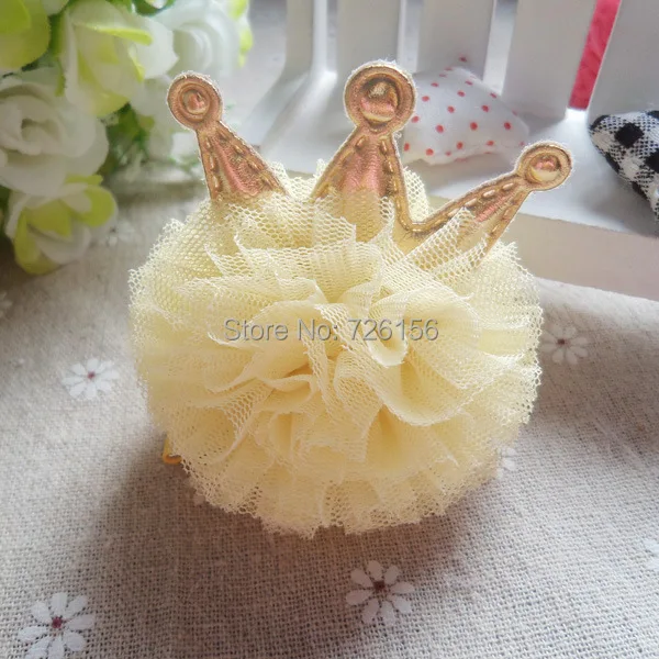 

240pcs/lot Baby Christmas clip mesh flower with light tiara clip