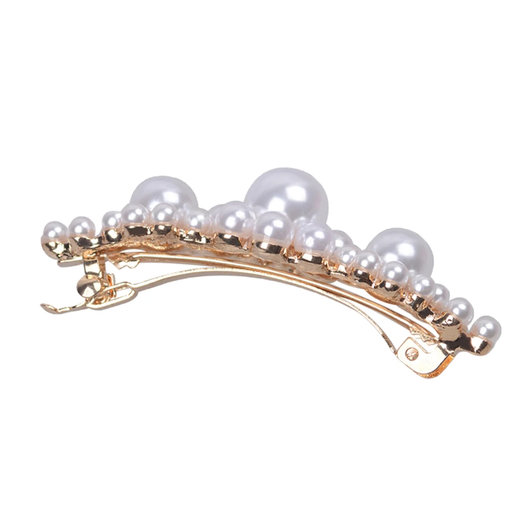 MagiDeal Flower Faux Pearls Spring Barrette Hair Clip Clasp for Women Girls