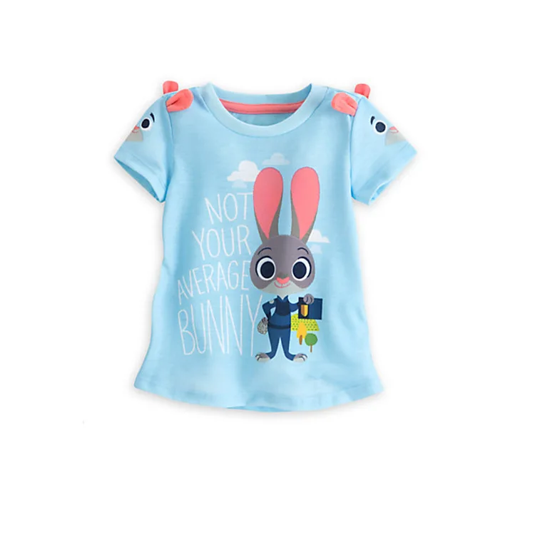 Cotton Cartoon Shirt Children Crazy Animals City T Shirt For Girls Boys Clothes Short Sleeve Rabbit