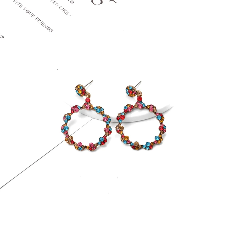 

Hot Sale Long Jewelry Earrings Statement Crystal Colorful Brincos Bijoux High Quality Set-Drill Pendientes Accessories For Women