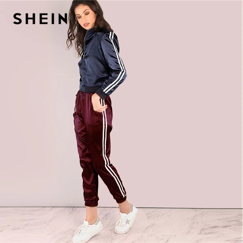 SHEIN Стильные Спортивные Брюки С Отделкой Модные Полоской Сбоку|Брюки |