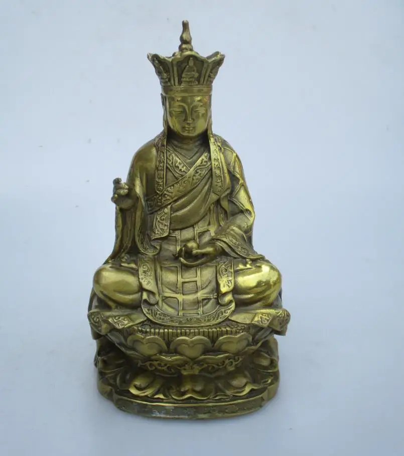 

High: 18CM!!! Art Collection Home Decorated Brass Carved Earth Store Bodhisattva Statue/Home Feng Shui Sculpture