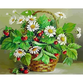 

Strawberry and Daisy.40x50cm,Painting By Numbers,DIY,wall Art,Living Room Decoration,Scenery,Figure,Animal,Flower,Cartoon
