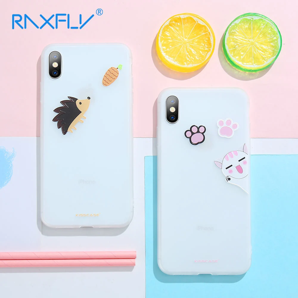 RAXFLY Мягкий ТПУ чехол для iphone XR XS MAX X 7 8 милый противоударный силиконовый 5S 6 6S plus в