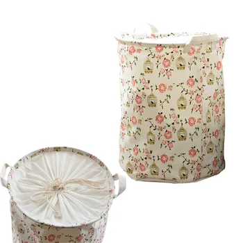 

Zakka Linen Foldable Cotton & Linen Storage Bucket Laundry Basket with Handle Children's Toy Storage Housekeeping Tidy