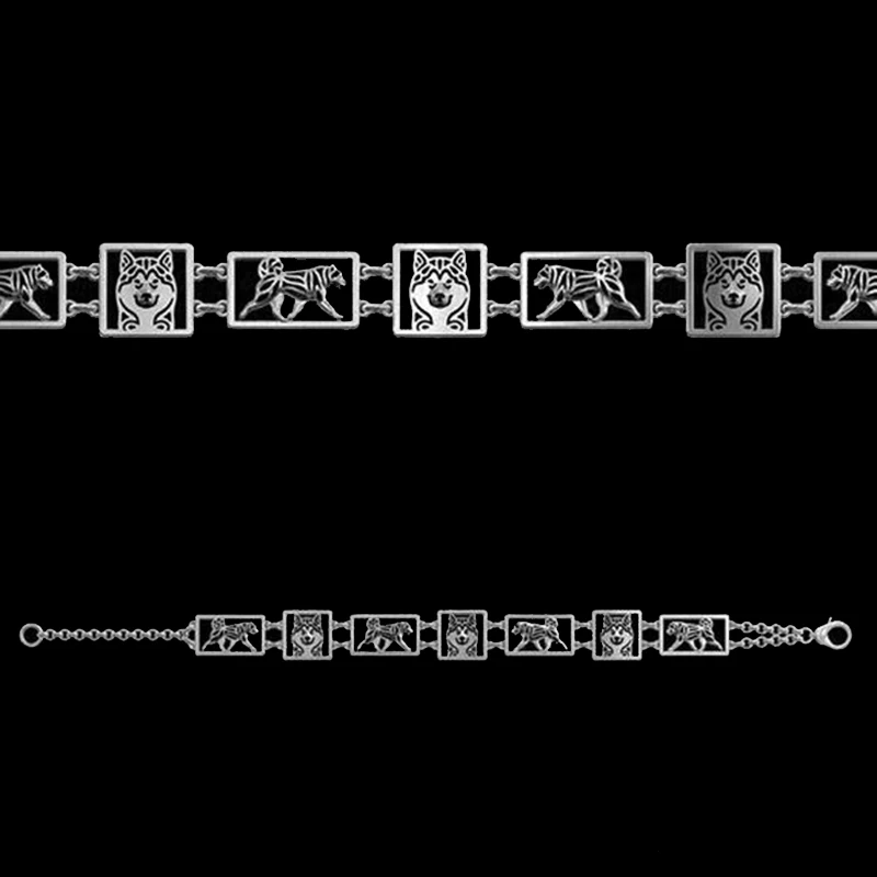 Braccialetto Con Montature Quadrate Husky Siberiano Regolabile Gioielli Per Cani Da Compagnia Nave Libera