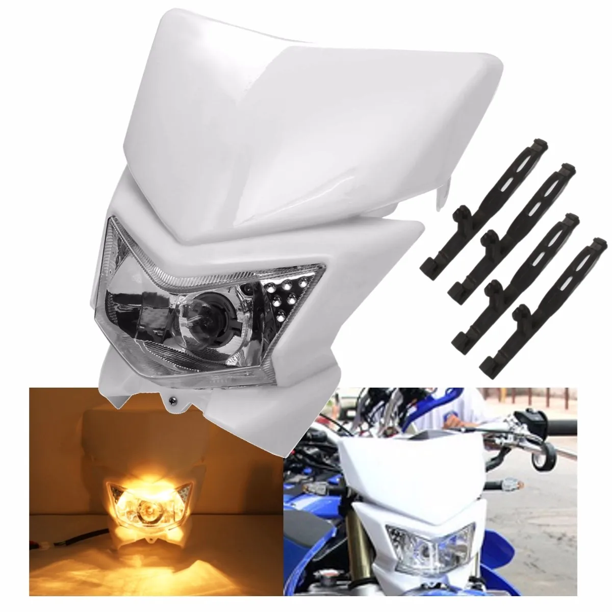 12V 35W Motorcycle ATV Modified Amber Light Hi Low Dual Fairing Headlight font b Lamp b