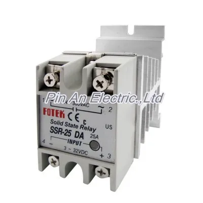 

Solid State Relay SSR-25DA 25A DC-AC 3-32VDC/24-380 wbr/ VAC w Aluminum heat sink
