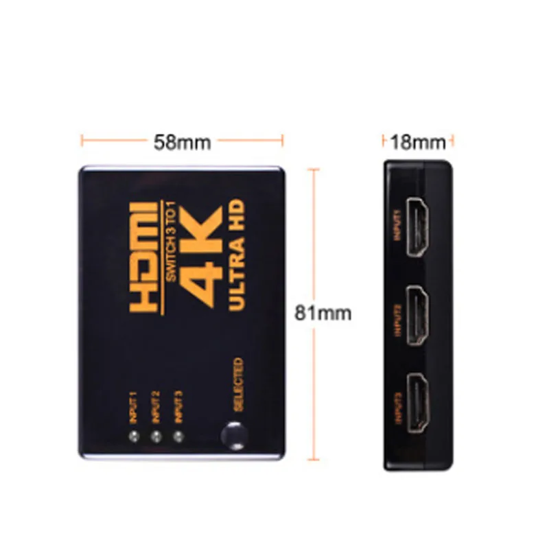 

SZBITC HDMI Switch Splitter 3x1 (3 in 1 out) 3 Port 4kx2k 3D HDMI Adapter Switcher for Xbox/PS3/PS4/PC/HDTV
