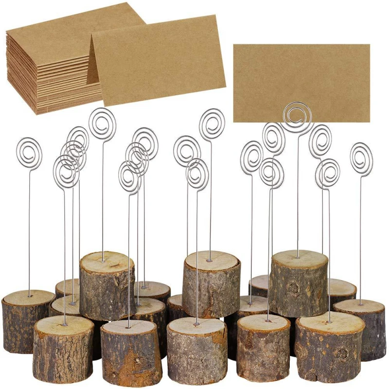 

5PCS Wedding Wooden Stump Name Place Card Stand Rack Table Number Card Clip Wood Art Craft Decoration Home Party Supplies
