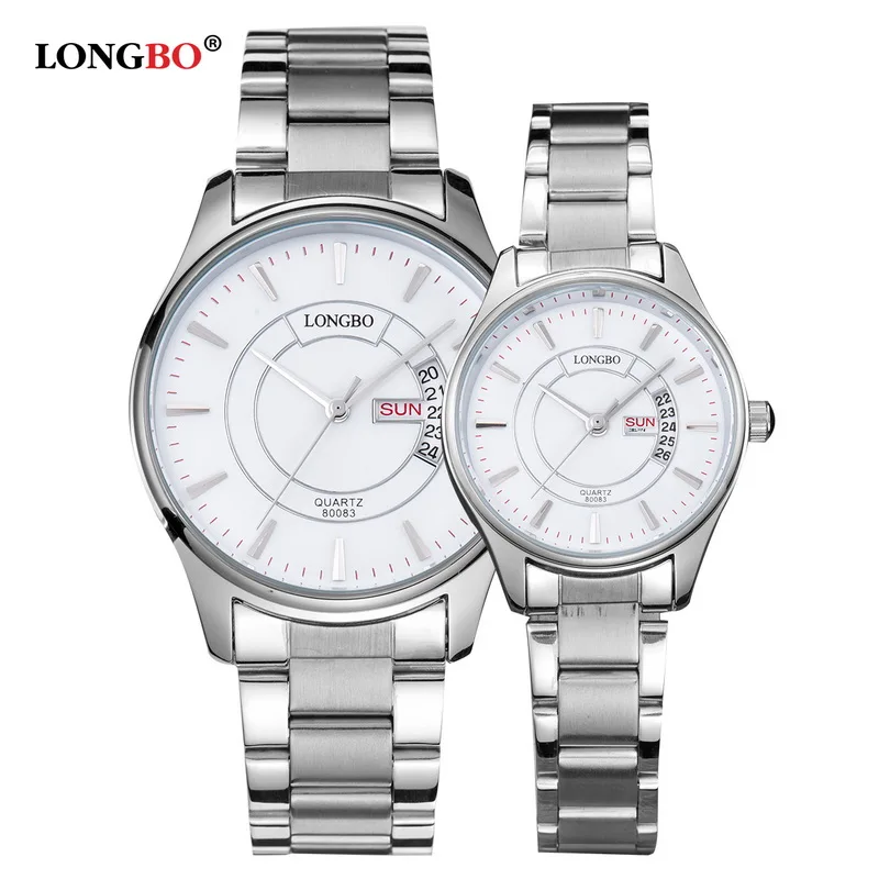 Prix pour LONGBO De Luxe Lovers Couple Montres Hommes Date Jour Étanche Femmes Or Quartz En Acier Inoxydable Montre-Bracelet Montre Homme 80083 Prix pour LONGBO De Luxe Lovers Couple Montres Hommes Date Jour Étanche Femmes Or Quartz En Acier Inoxydable Montre-Bracelet Montre Homme 80083