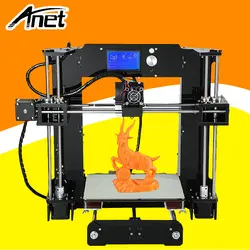 Анет DIY 3D-принтеры A6 модель Prusa i3 Reprap Алюминий очаг 16 ГБ SD карты ЖК-дисплей Экран 0,4 мм сопла широкоформатной печати Размеры Бесплатная