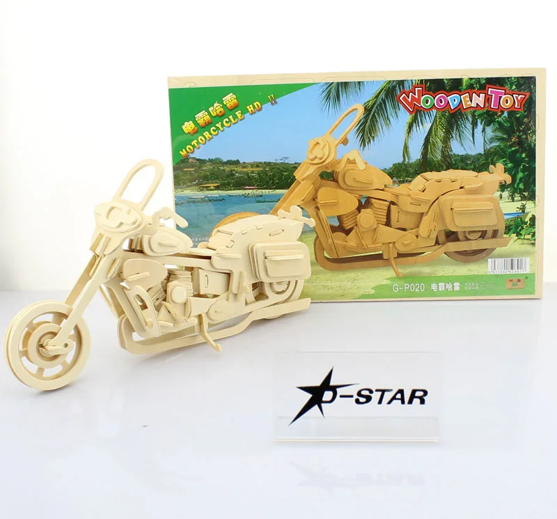 

Free Shipping Motorcycle HD II Wooden Puzzle Jigsaw Toy DIY Puzzles Child Educational Wood Fancy Toy Christmas Kids Gift