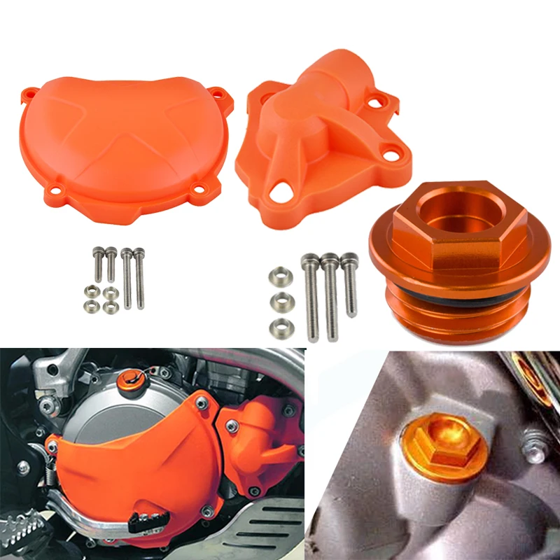 Orange ABS Clutch Cover Protection Guard Saver for KTM 250 EXC-F XCF-W 2014-2016 