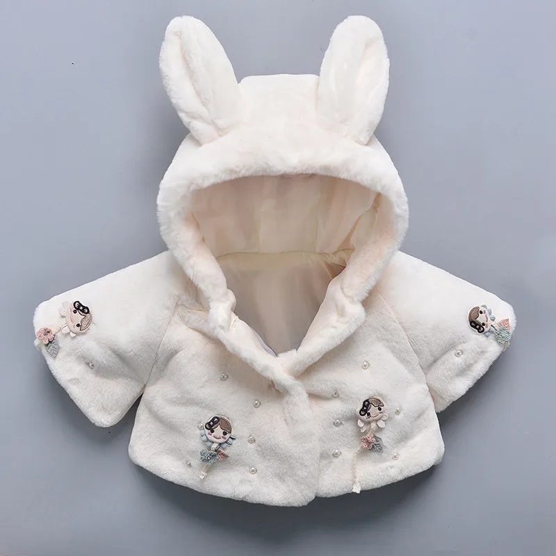 Детские куртки для девочек и мальчиков, детская одежда, модное пальто с мультяшными животными, хлопковая зимняя верхняя одежда для детей, одежда для малышей - Цвет: Floret white