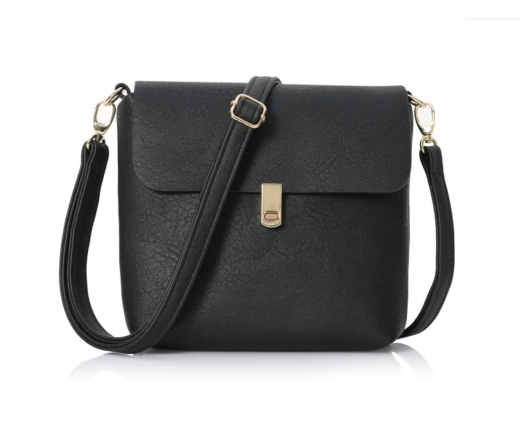 Casual women solid small flap bags soft PU leather messenger bag for