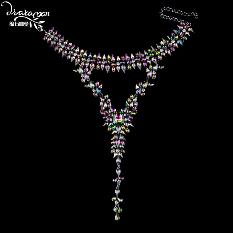 Бренд Dvacaman, модное ожерелье с кулоном из кристаллов, женское свадебное массивное ожерелье, колье-ошейник, ювелирные изделия, рождественские подарки, H66