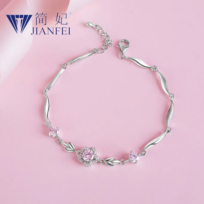 

Three Flower gemstones Real 925 Sterling Silver Female style fashion Bracelets jewelry 4