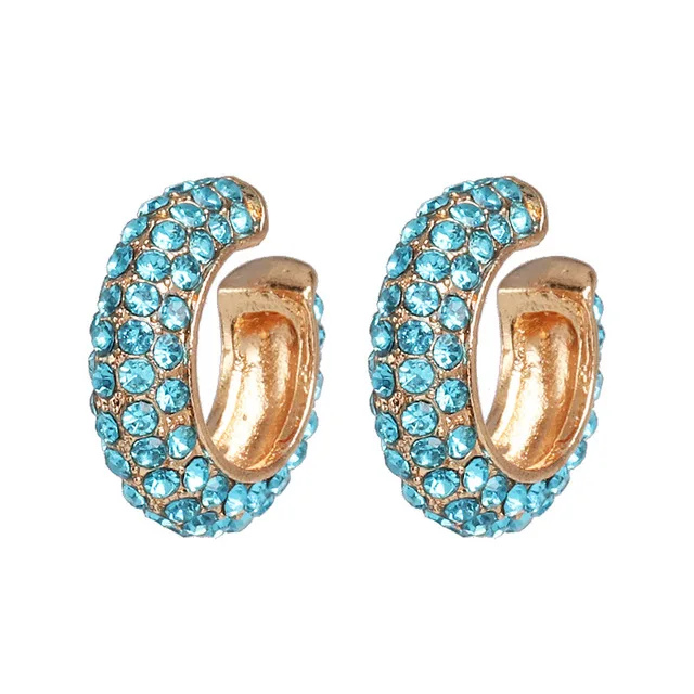 FASHIONSNOOPS Hot Cute Statement Crystal Earrings For Women Girl Party Earring Jewelry Gift HOOPS EARRINGS - Окраска металла: 52151-BU