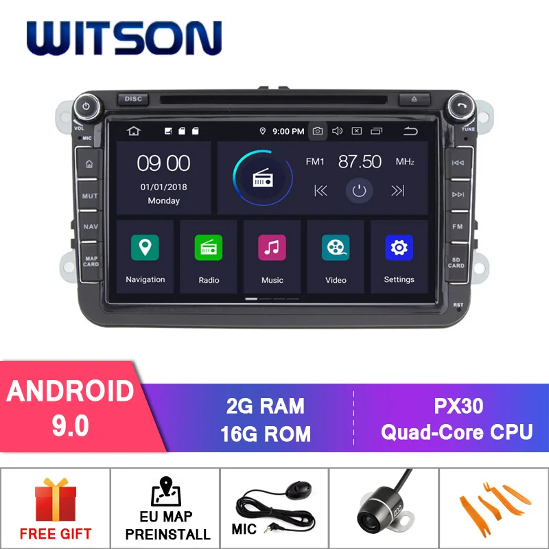 Top WITSON Android 9.0 4GB RAM CAR DVD PLAYER WITH GPS for Volkswagen TIGUAN/PASSAT/Golf 5(MK5)/Polo audio player system car audio 1