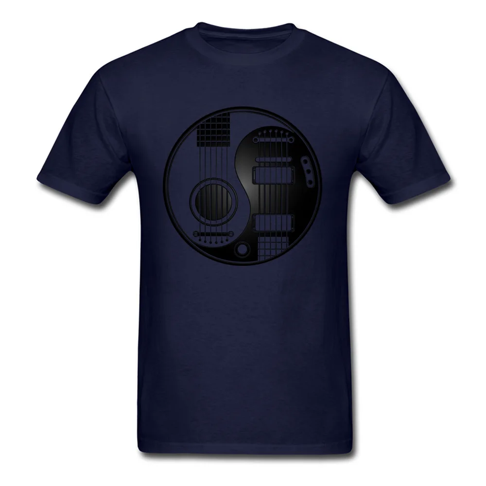Acoustic Electric Guitars Yin Yang Tops Shirt Brand Round Neck T-Shirt Family Short Sleeve Cotton Fabric Mens T Shirt Acoustic Electric Guitars Yin Yang navy
