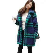 Winter New Wool Coat Korean Loose Plus Size Plaid Woolen Outerwear Cocoon Medium Long Thicken Warm Cashmere Overcoat SS991