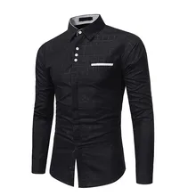 Новинка Осень Зима Повседневная клетчатая Лоскутная деловая свадьба на свидании поддельный карман однобортное вечернее платье рубашки мужские