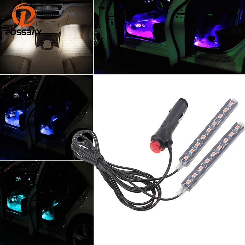 

POSSBAY Universal Car Truck 12V Interior Lights Floor Decorative Light Atmosphere Neon Lamp w/Switch Decoration Lights