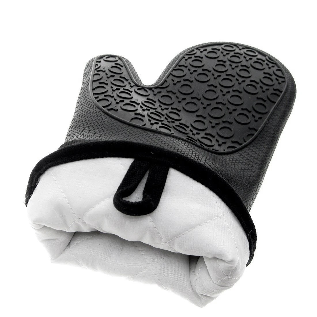 GVCD Силиконовые Прихватки с стеганой хлопковой подкладкой-Профессиональные Термостойкие Прихватки кухонные перчатки-1 пара(черный