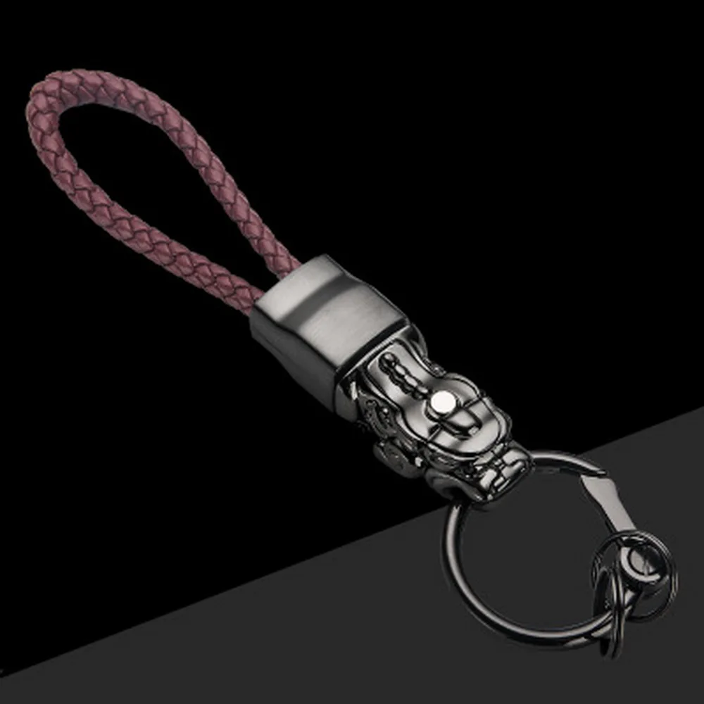 Бренд честный веревка из натуральной кожи высокого качества брелок для ключей для мужчин кольцо для ключей автомобиля Ювелирная сумка кулон подарок - Цвет: Metal Red