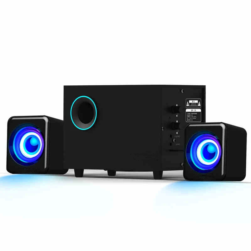 

Wooden Computer Speakers Surround Stereo Home Theater Multimedia Combination Subwoofer USB Port 2.1 Laptop Desktop Loudspeaker