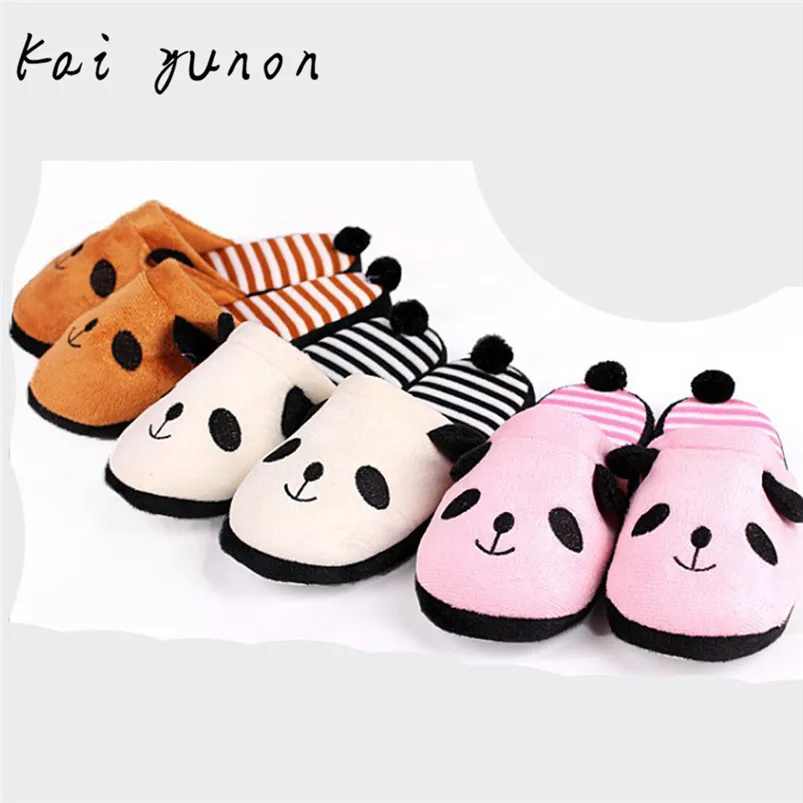 kai yunon Lovely Cartoon Panda Home Floor Soft Stripe Slippers Female Shoes 36 40 Oct 6