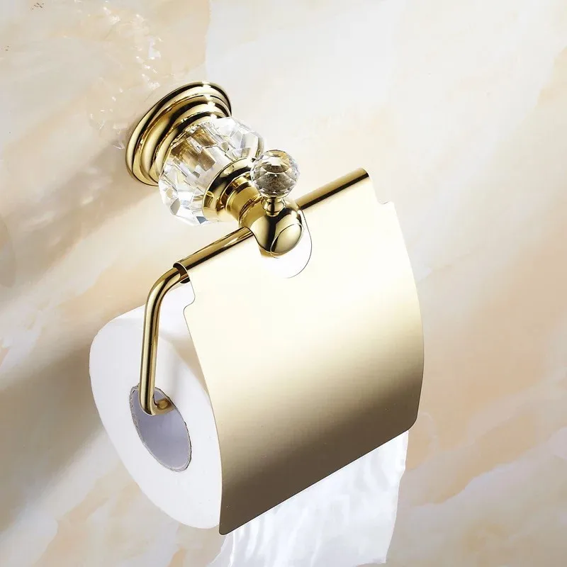 Золотой Кристалл туалетная бумага держатель для бумаги, держатель рулона, держатель ткани, твердая латунь хром+ золото