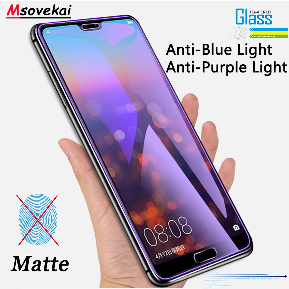 

Anti Blue Purple Light Matte Tempered Glass For Huawei P Smart Plus Nova 3i 2S 2i 7A 7 8X 7C Y7 Prime 2018 Screen Protector Film