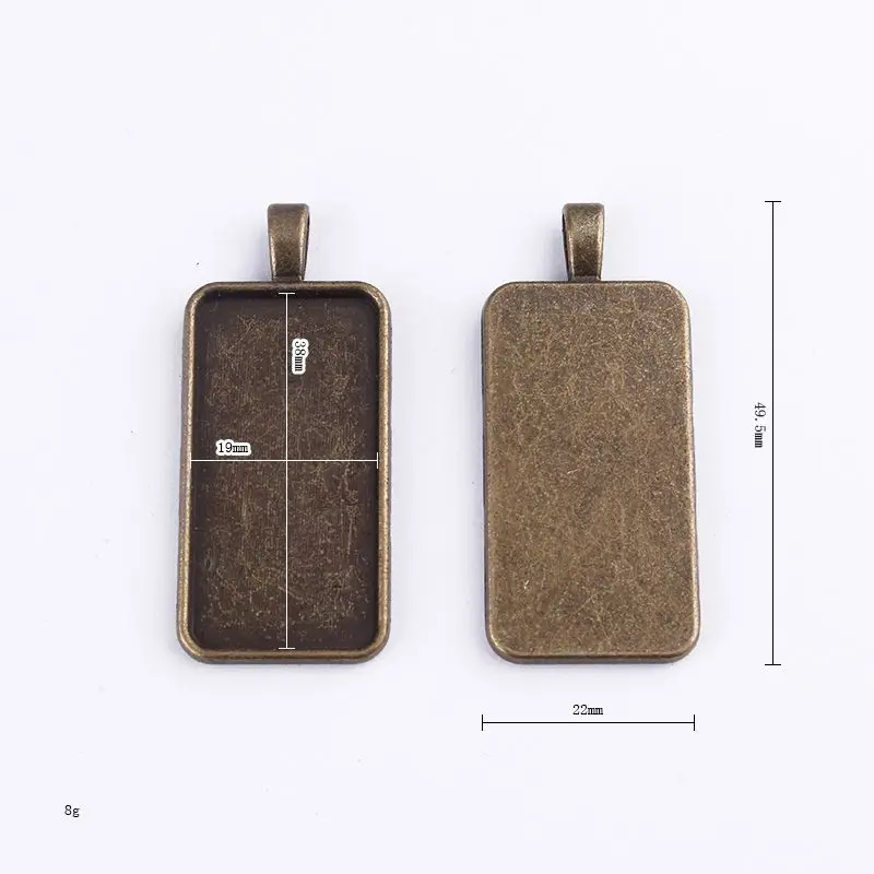 

19x38mm Pendant Single Loop Rectangle Antique Bronze Pendants Setting CabochonCameo Base Tray Bezel Blank DIY Jewelry Finding