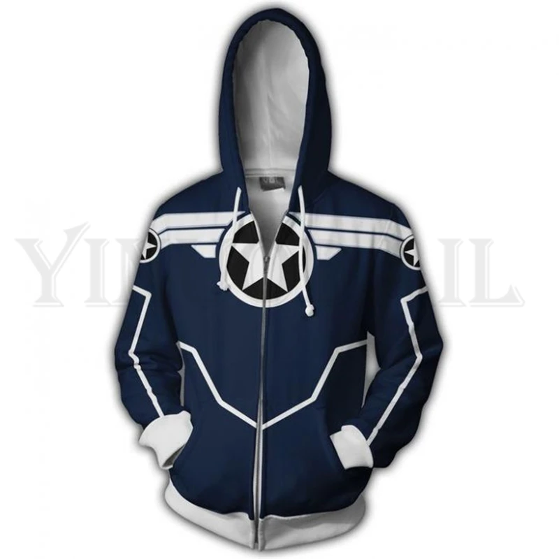 

Men and Women Zip Up Hoodies The Avengers Hero Hooded Jacket Mravel Superheroes Sweatshirt Captain America Streetwear Costume
