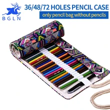 

National Canvas School Pencil Case 36/48/72 Holes Roll Up Pencil Bag Portable Pencil Box School Supplies material escolar