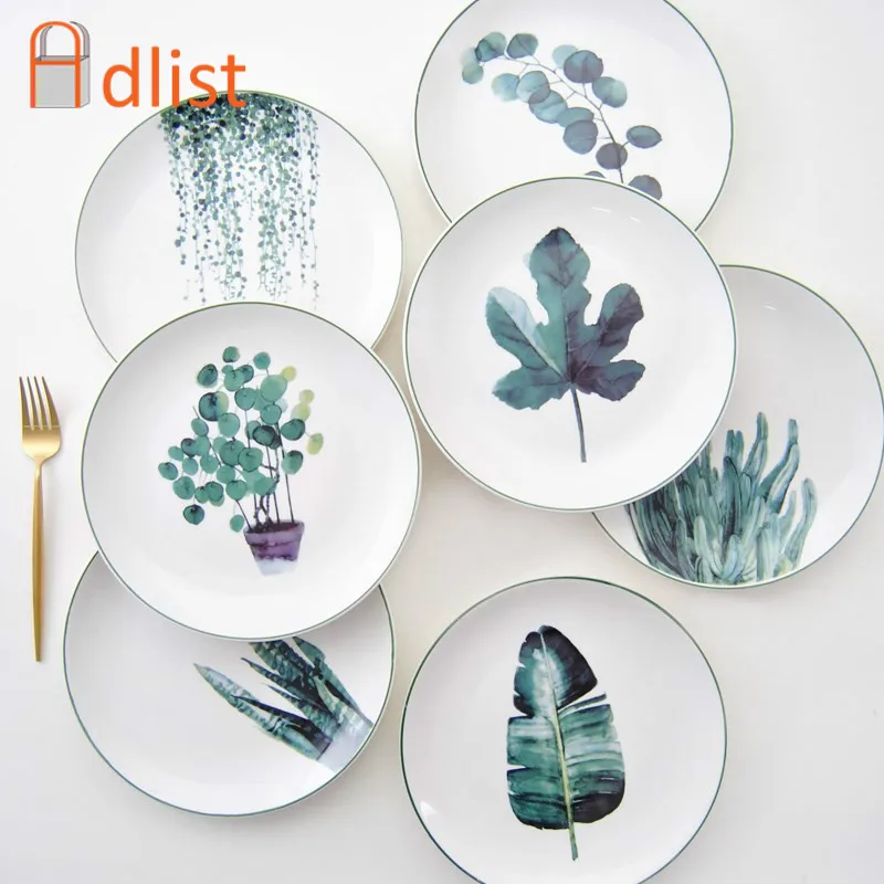 

4pc Handmade plants porcelain Plates Christmas Gift Ceramic Dish saucer Tray Xmas Tableware Cake Pastry Fruit Dessert Plate New