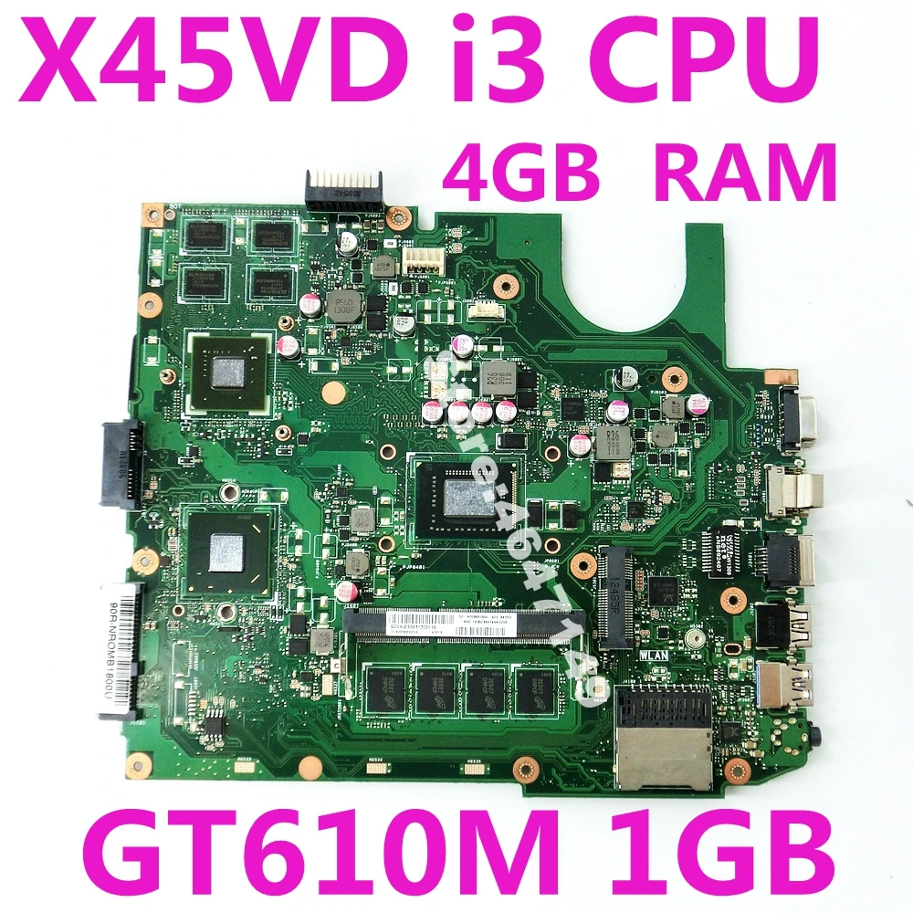  X45VD W/i3 CPU 4GB RAM GT610M 1GB Mainboard REV 3.0 For ASUS X45V X45VD X45C Laptop motherboard USB