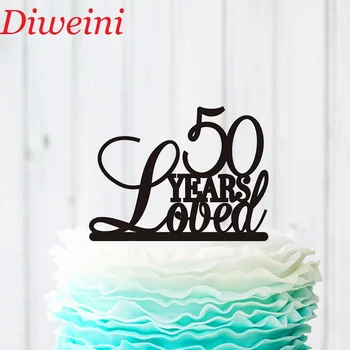 

50 Years Loved Cake Topper ,50th Birthday Cake Topper, Personalized 50 Years Loved/Blessed Cake Topper Party Supplies