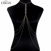 Chran New Luxury Fashion Stunning Sexy Body Belly,Gold Full Body Necklace Chain Slave Harness Shoulder Necklace Jewelry