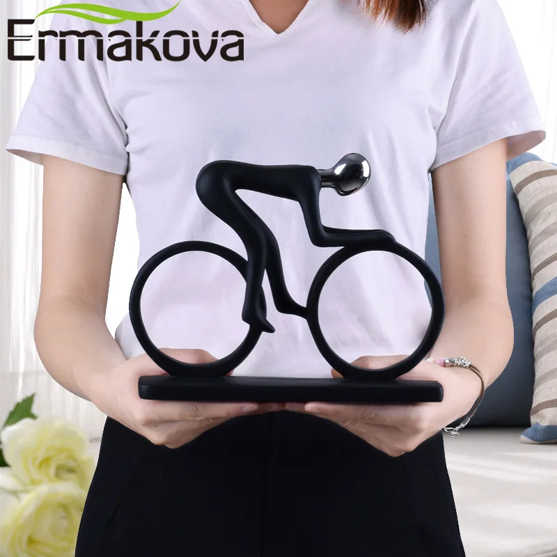 Preise ERMAKOVA Moderne Harz Kunst Abstrakte Bike Bicycler Reiter Statue Sportler Racer Fahrrad Figurine Büro Wohnzimmer Dekoration