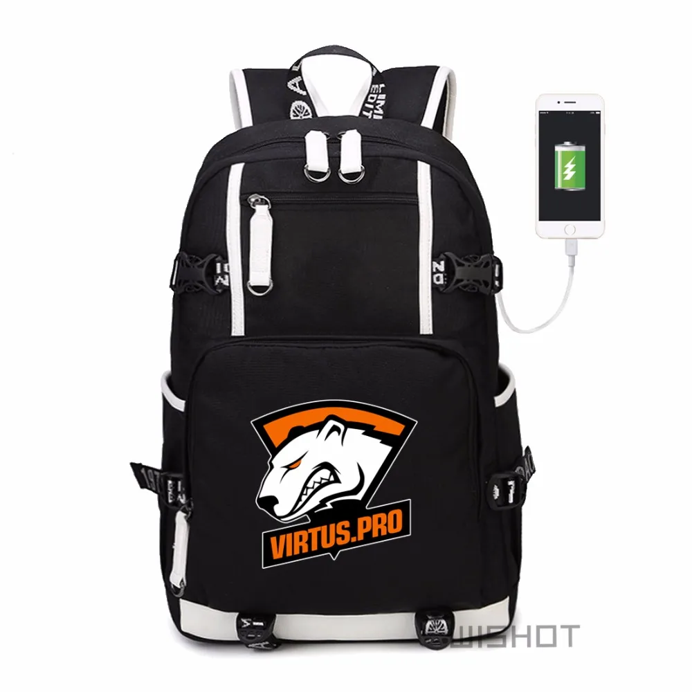 Рюкзак WISHOT Fnatic Virtus.pro DOTA 2 CS CSGO NAVI с usb портом для зарядки сумка ноутбука SK Gaming Ninjas